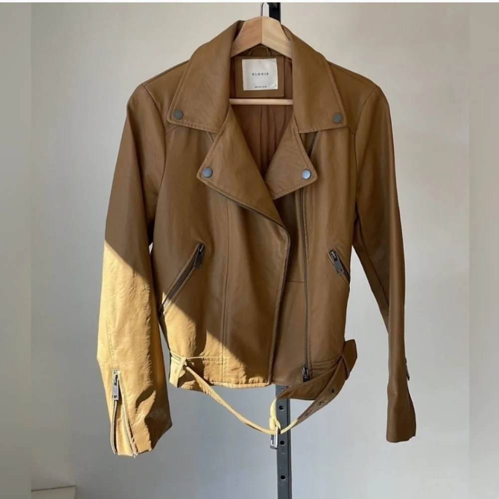 Elodie Camel Leather Jacket - Picture 3 of 8